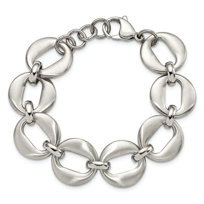 Chisel Brand Jewelry, Stainless Steel Polished and Brushed with .7in ext. Bracelet