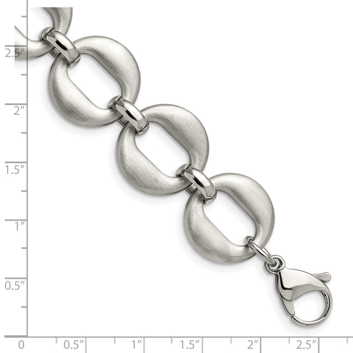 Chisel Brand Jewelry, Stainless Steel Polished and Brushed with .7in ext. Bracelet