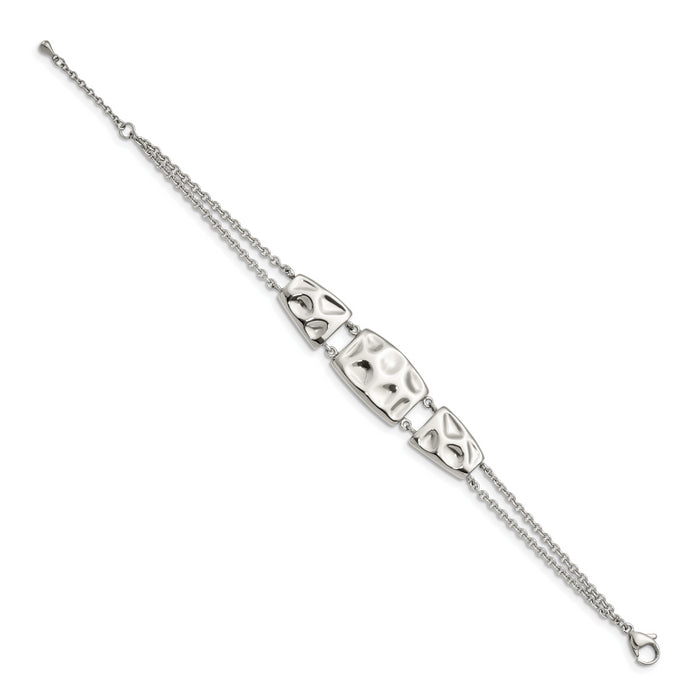 Chisel Brand Jewelry, Stainless Steel Polished Textured with 1in ext Bracelet