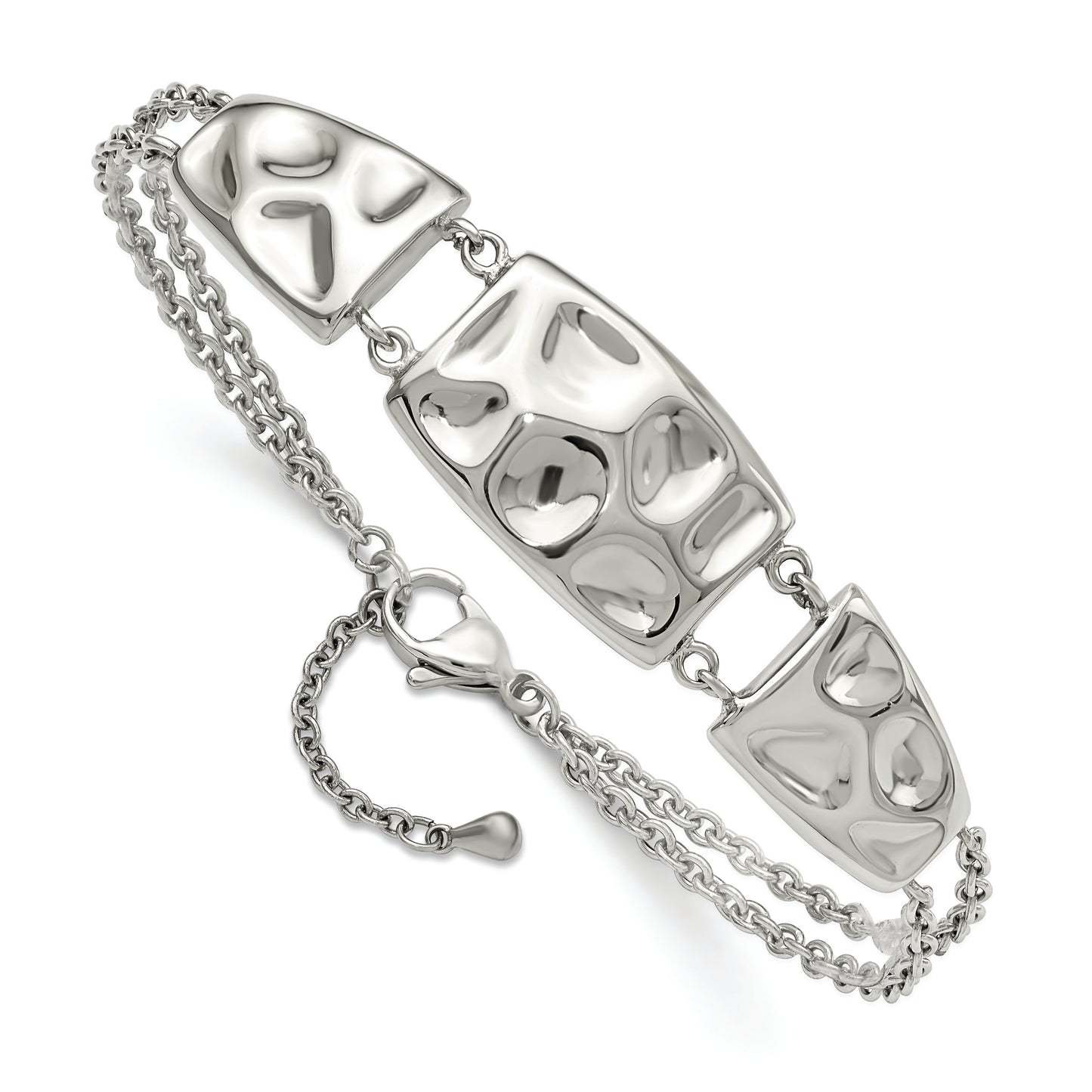 Chisel Brand Jewelry, Stainless Steel Polished Textured with 1in ext Bracelet