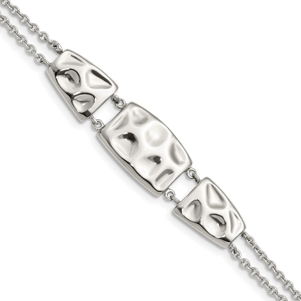 Chisel Brand Jewelry, Stainless Steel Polished Textured with 1in ext Bracelet