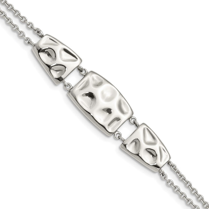Chisel Brand Jewelry, Stainless Steel Polished Textured with 1in ext Bracelet