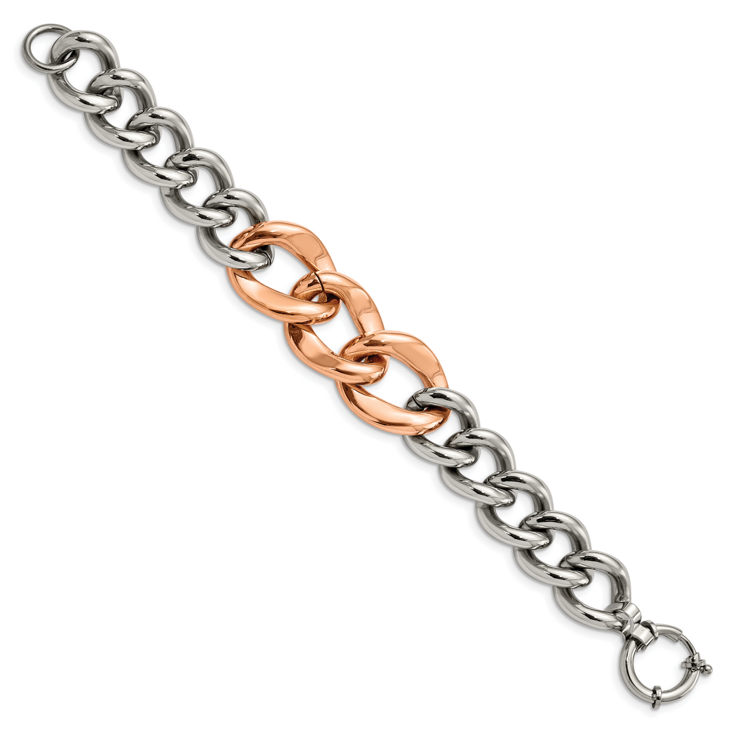 Chisel Brand Jewelry, Stainless Steel Polished Rose IP Plated 7.5inch Bracelet
