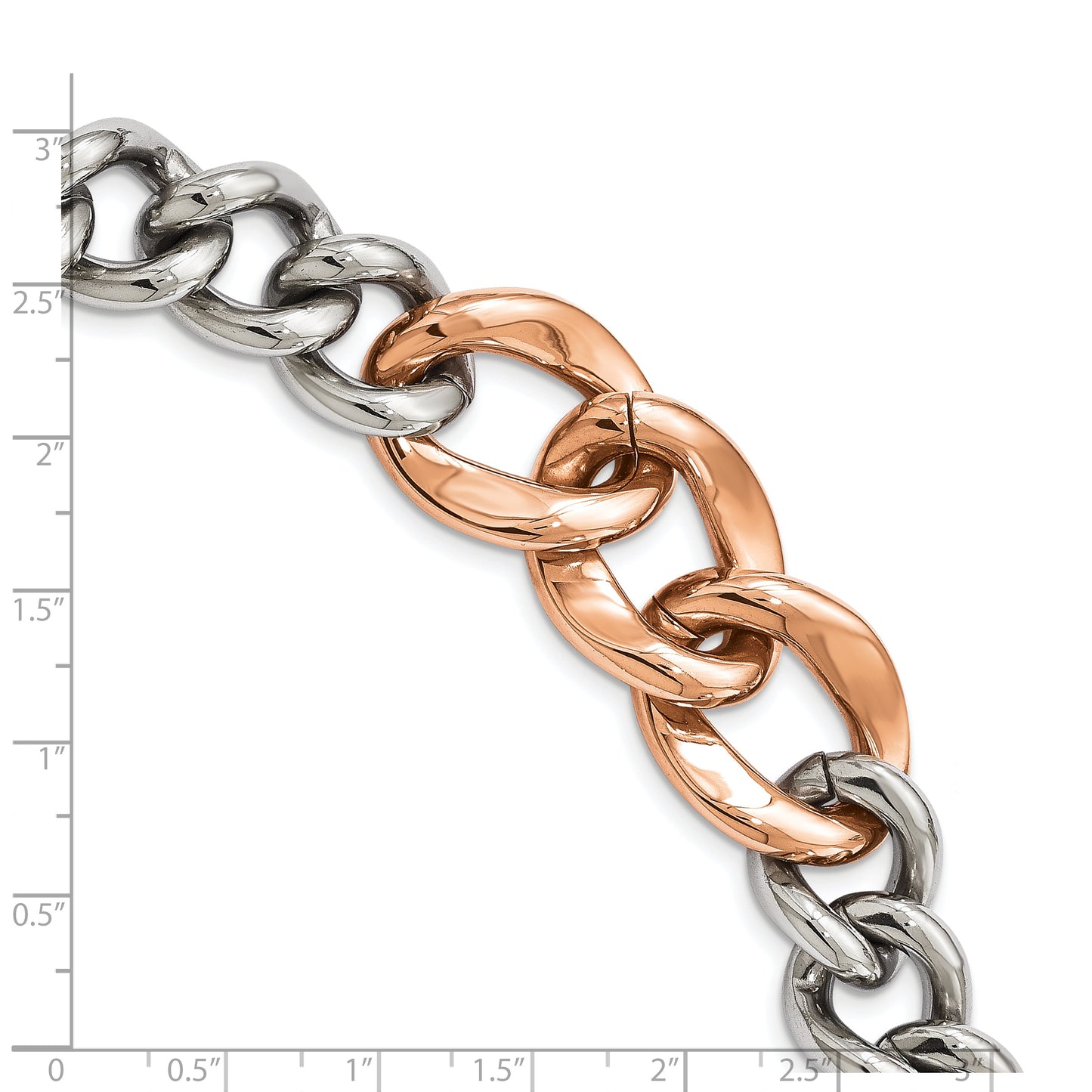 Chisel Brand Jewelry, Stainless Steel Polished Rose IP Plated 7.5inch Bracelet