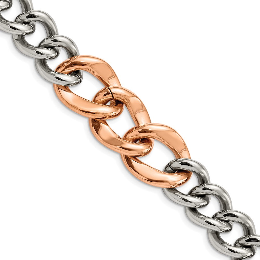 Chisel Brand Jewelry, Stainless Steel Polished Rose IP Plated 7.5inch Bracelet