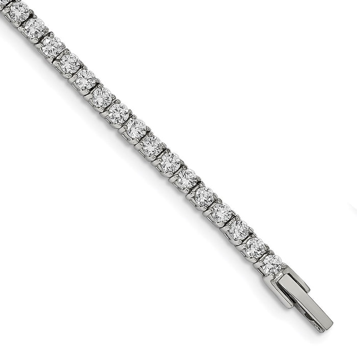 Chisel Brand Jewelry, Stainless Steel Polished with CZ 7.5in Tennis Bracelet