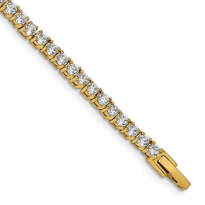 Chisel Brand Jewelry, Stainless Steel Polished Yellow IP-plated with CZ 7.5in Tennis Bracelet