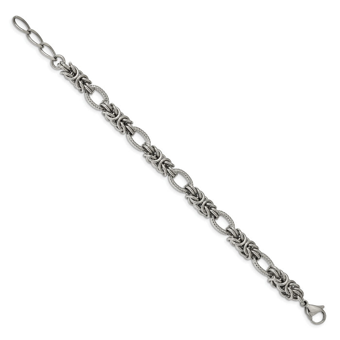 Chisel Brand Jewelry, Stainless Steel Polished 8in with 1in ext. Bracelet