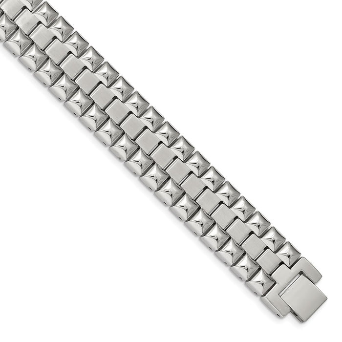 Chisel Brand Jewelry, Stainless Steel Brushed and Polished 8.25in Heavy Link Bracelet