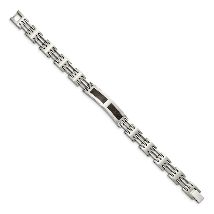 Chisel Brand Jewelry, Stainless Steel Black Carbon Fiber Inlay 8.5in ID Bracelet