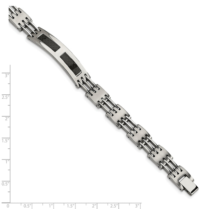 Chisel Brand Jewelry, Stainless Steel Black Carbon Fiber Inlay 8.5in ID Bracelet