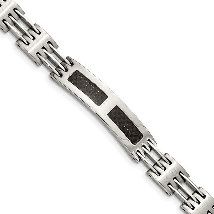 Chisel Brand Jewelry, Stainless Steel Black Carbon Fiber Inlay 8.5in ID Bracelet