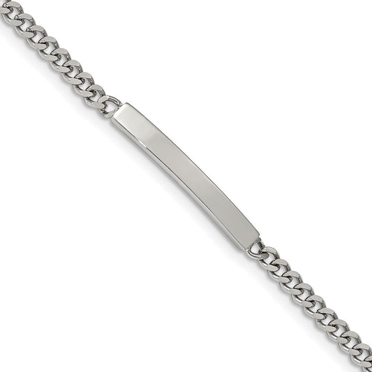 Chisel Brand Jewelry, Stainless Steel Polished Flat Curb Chain 8.5in ID Bracelet