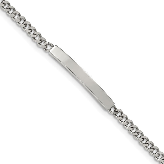 Chisel Brand Jewelry, Stainless Steel Polished Flat Curb Chain 8.5in ID Bracelet
