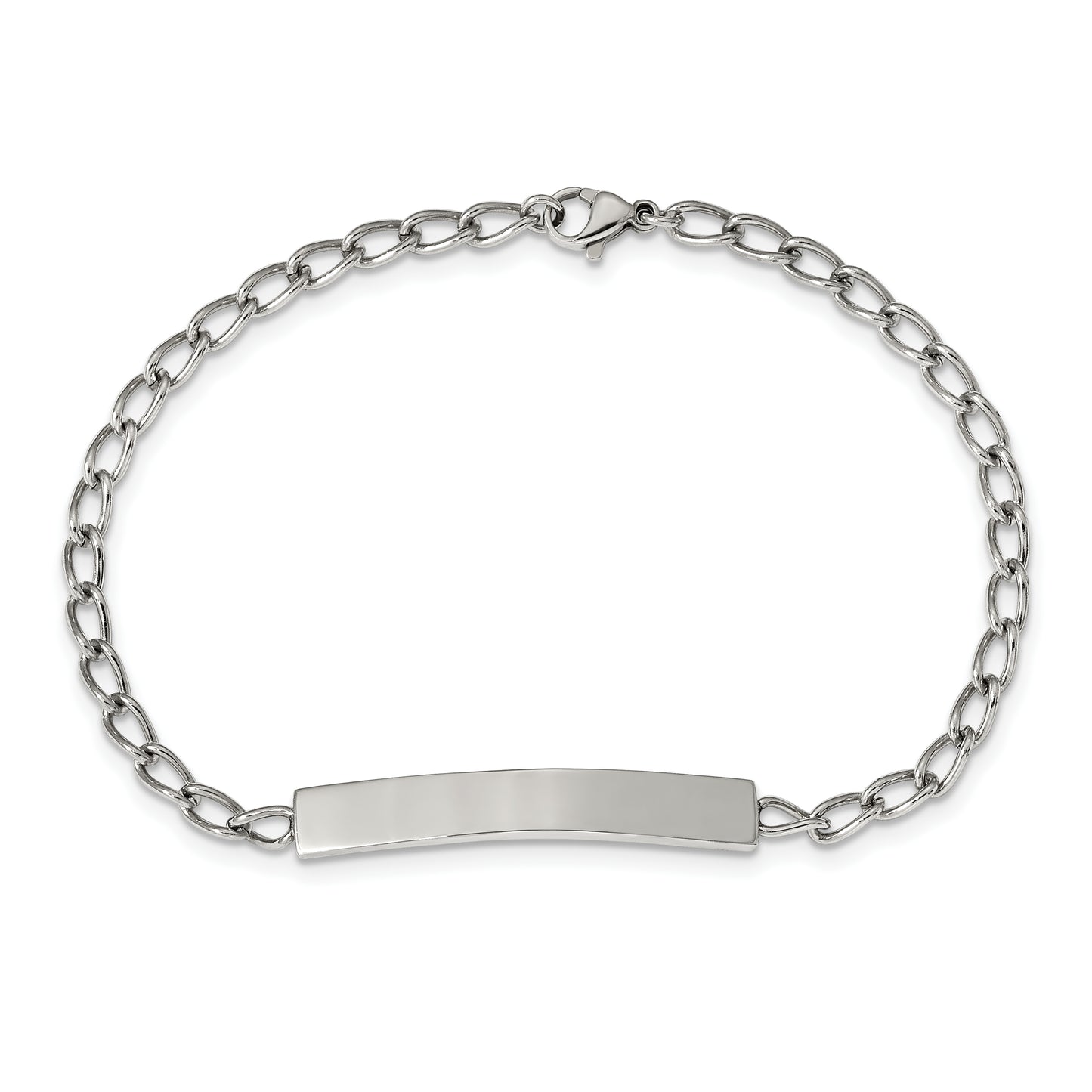Chisel Brand Jewelry, Stainless Steel Polished Curb Chain 8.5in ID Bracelet