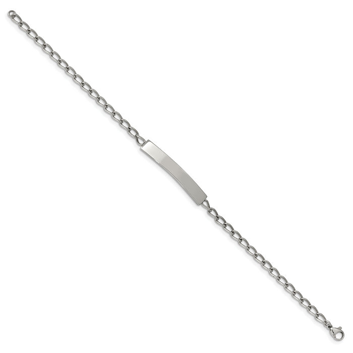 Chisel Brand Jewelry, Stainless Steel Polished Curb Chain 8.5in ID Bracelet