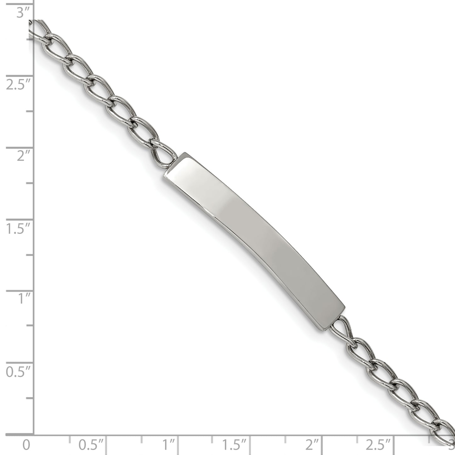 Chisel Brand Jewelry, Stainless Steel Polished Curb Chain 8.5in ID Bracelet