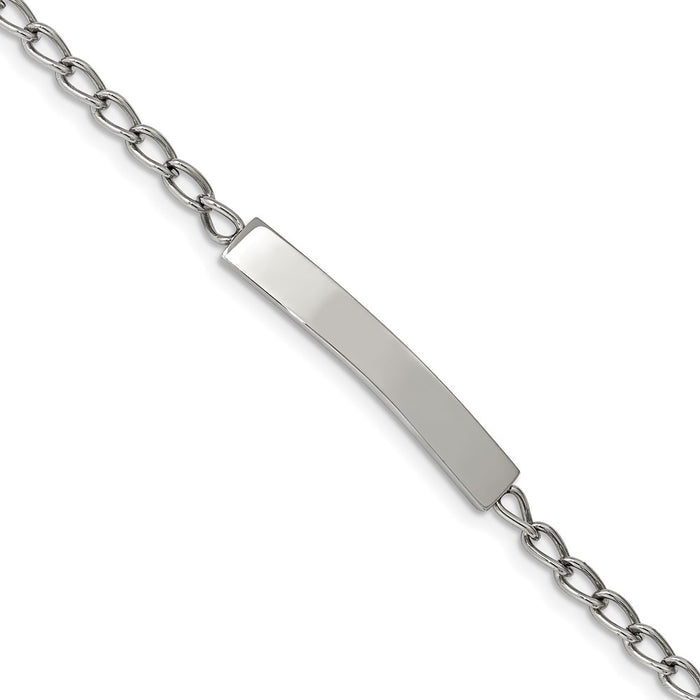 Chisel Brand Jewelry, Stainless Steel Polished Curb Chain 8.5in ID Bracelet