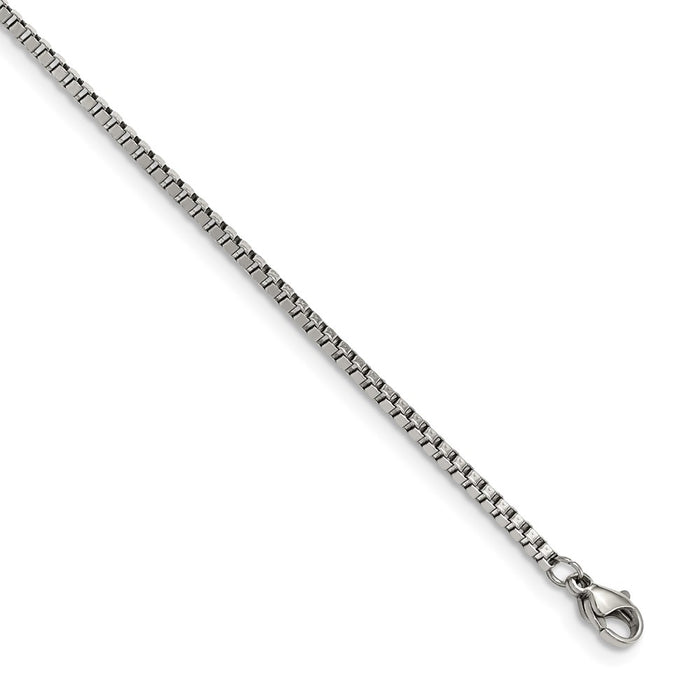 Chisel Brand Jewelry, Stainless Steel Polished Box Chain with Removeable ID Plate 8.5in Bracelet