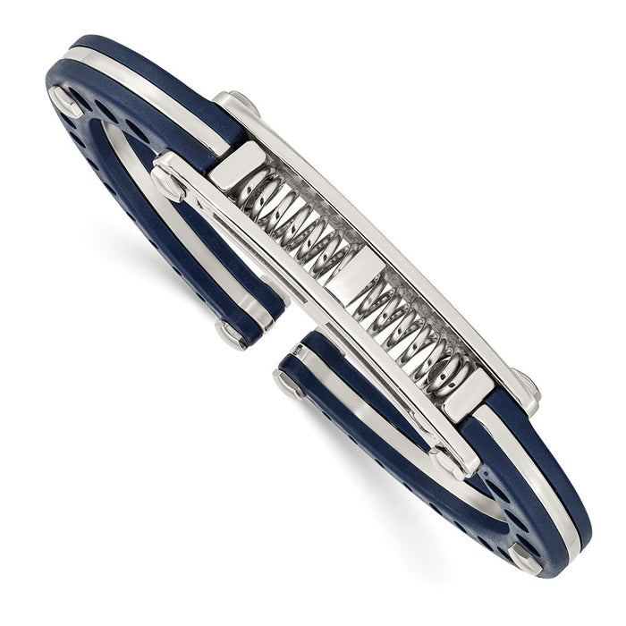 Chisel Brand Jewelry, Stainless Steel Blue PVC Hinged Bangle