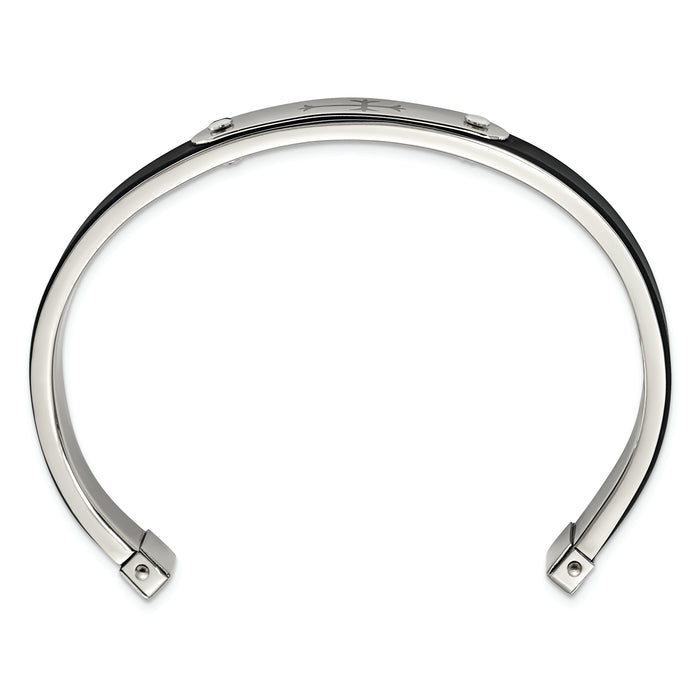 Chisel Brand Jewelry, Stainless Steel Black Rubber Cuff Bangle