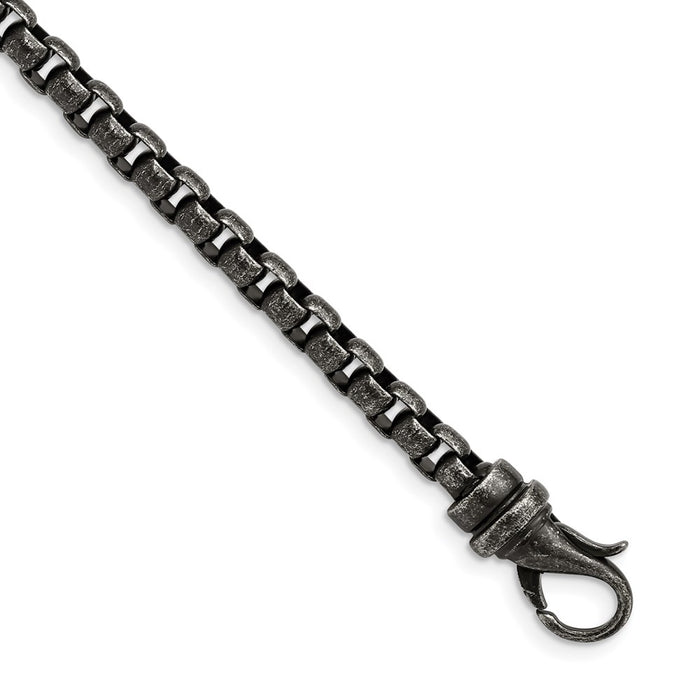 Chisel Brand Jewelry, Stainless Steel Antiqued Box Chain 8.5 inch Bracelet