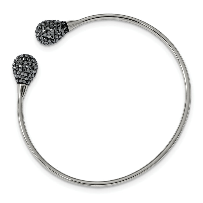 Chisel Brand Jewelry, Stainless Steel Polished with Hematite Flexible Cuff Bangle