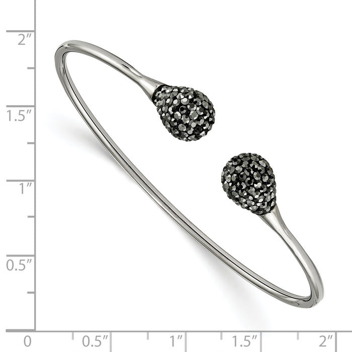 Chisel Brand Jewelry, Stainless Steel Polished with Hematite Flexible Cuff Bangle