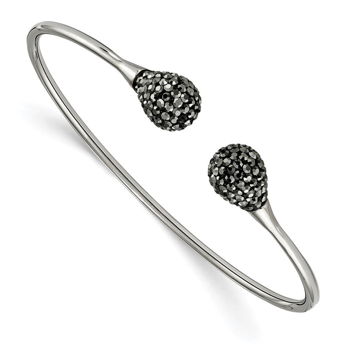 Chisel Brand Jewelry, Stainless Steel Polished with Hematite Flexible Cuff Bangle