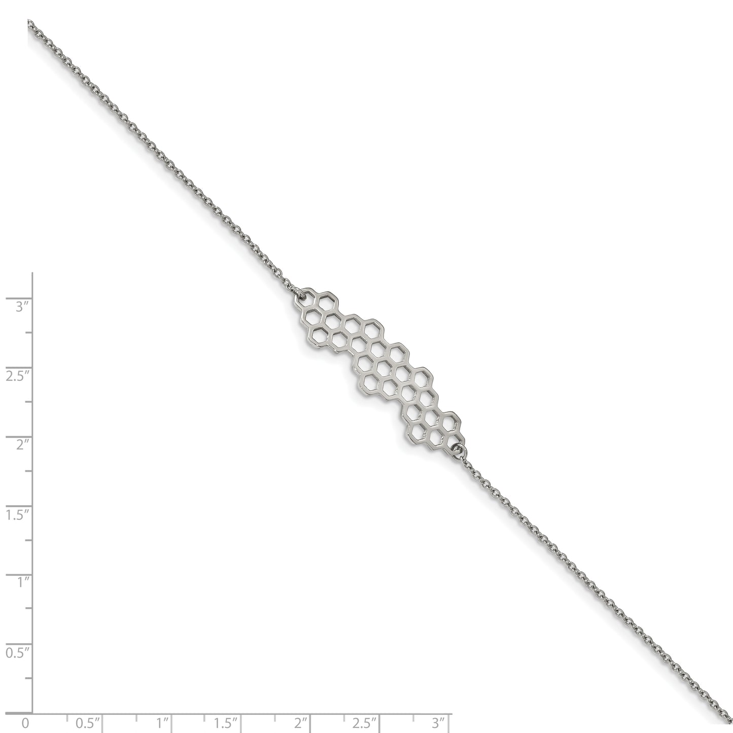 Chisel Brand Jewelry, Stainless Steel Polished Honeycomb 7in with 1in ext. Bracelet