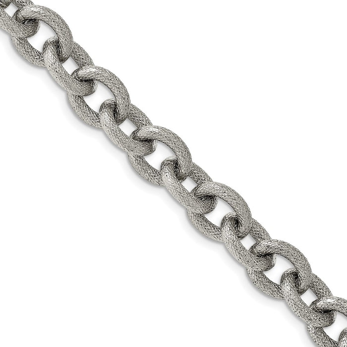 Chisel Brand Jewelry, Stainless Steel Polished and Textured 7 inch Bracelet