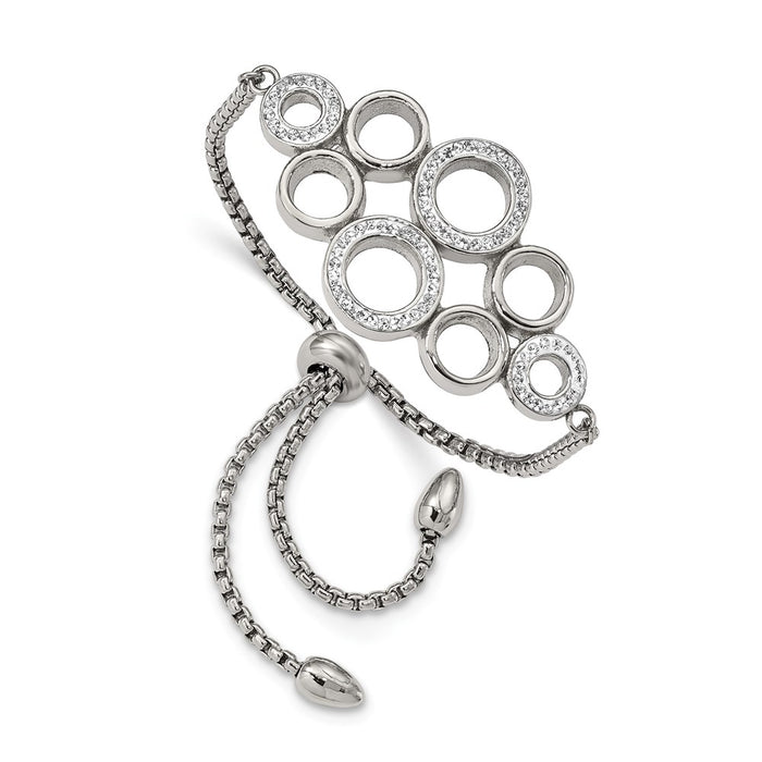 Chisel Brand Jewelry, Stainless Steel Polished with Preciosa Crystal Adjustable Bracelet