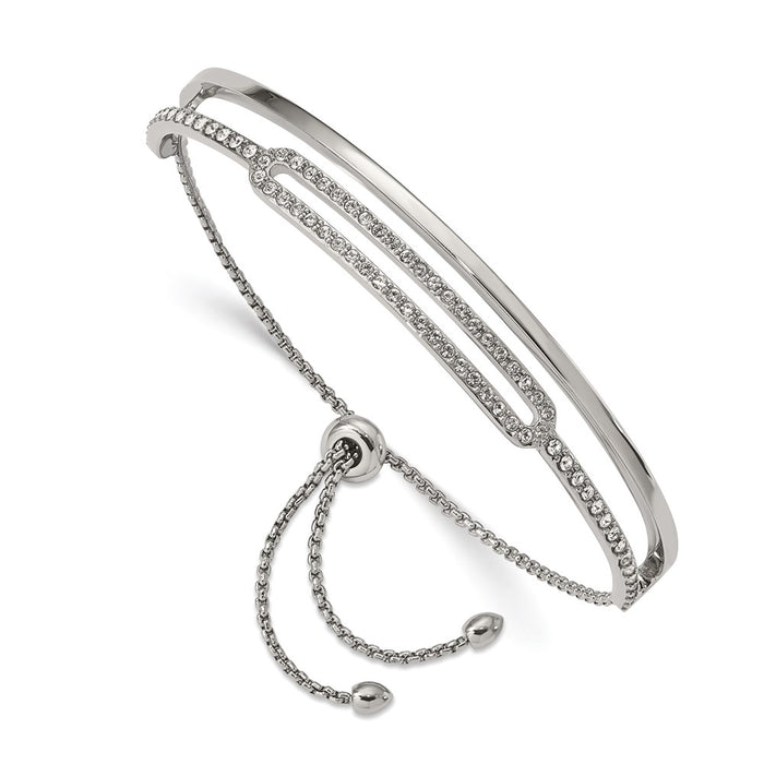 Chisel Brand Jewelry, Stainless Steel Polished with Crystals from Swarovski Adjustable Bangle