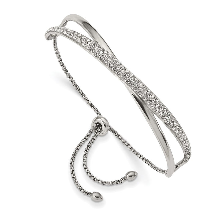 Chisel Brand Jewelry, Stainless Steel Polished with Swarovski Crystal Adjustable Bangle