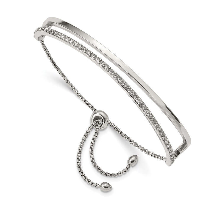 Chisel Brand Jewelry, Stainless Steel Polished with Crystals from Swarovski Adjustable Bangle