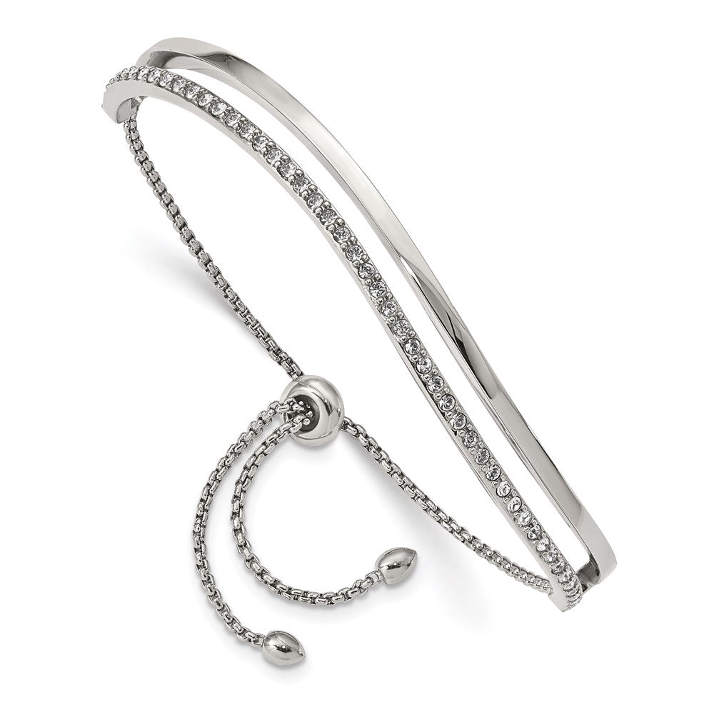 Chisel Brand Jewelry, Stainless Steel Polished with Crystals from Swarovski Adjustable Bangle