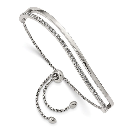 Chisel Brand Jewelry, Stainless Steel Polished with Crystals from Swarovski Adjustable Bangle