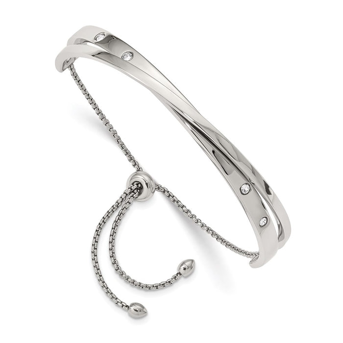 Chisel Brand Jewelry, Stainless Steel Polished with Crystals from Swarovski Adjustable Bangle