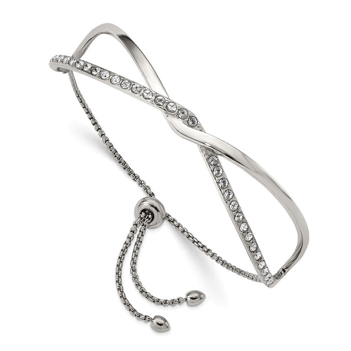 Chisel Brand Jewelry, Stainless Steel Polished with Crystals from Swarovski Adjustable Bangle