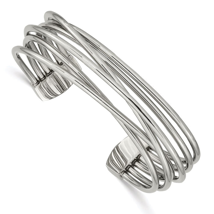 Chisel Brand Jewelry, Stainless Steel Polished Twisted 18.00mm Cuff Bangle