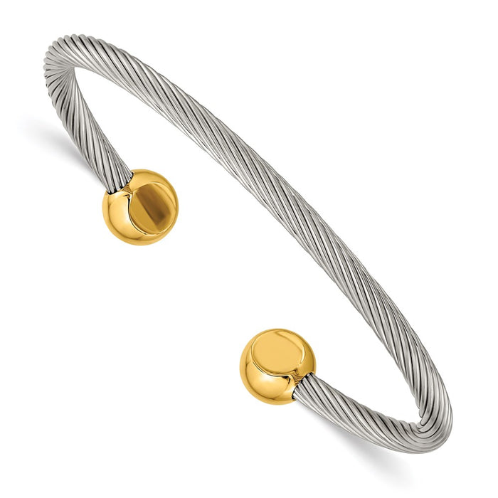 Chisel Brand Jewelry, Stainless Steel Yellow IP-plated Cuff Bangle