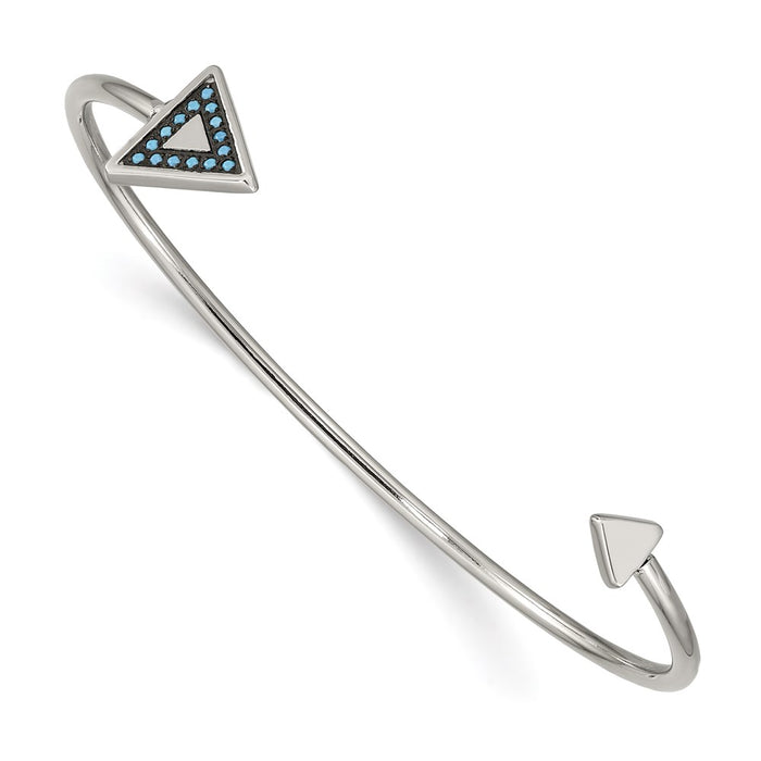 Chisel Brand Jewelry, Stainless Steel Polished with Reconstructed Turquoise Triangle Bangle