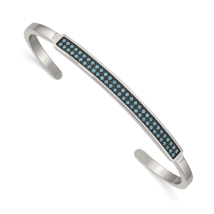 Chisel Brand Jewelry, Stainless Steel Polished with Reconstructed Turquoise 5.00mm Cuff Bangle