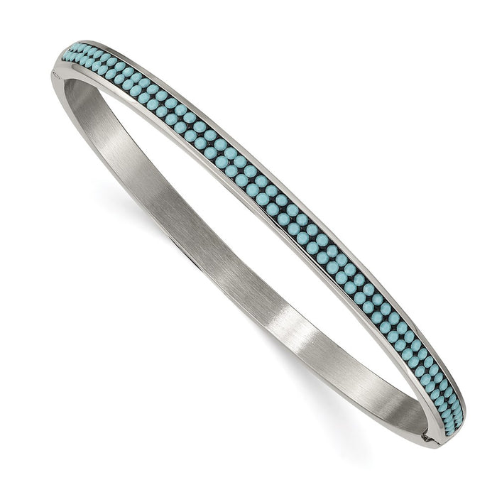 Chisel Brand Jewelry, Stainless Steel Polished with Preciosa Crystal 4.75mm Hinged Bangle