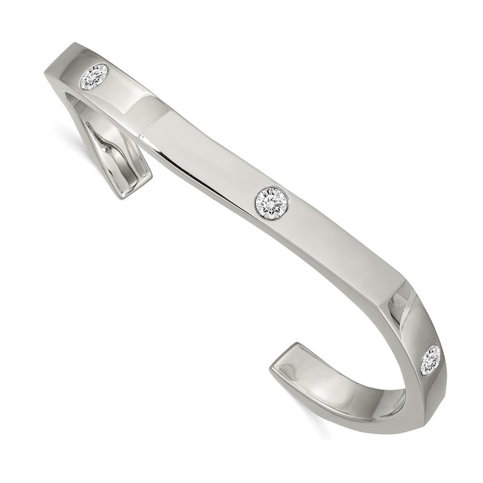 Chisel Brand Jewelry, Stainless Steel Polished with Crystals from Swarovski 6.00mm Cuff Bangle