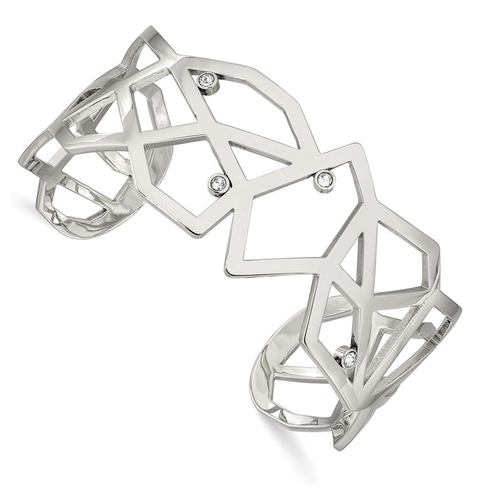 Chisel Brand Jewelry, Stainless Steel Polished with Crystals from Swarovski Geometric Bangle