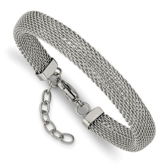 Chisel Brand Jewelry, Stainless Steel Polished Mesh 7.5in with 1.25in Bracelet