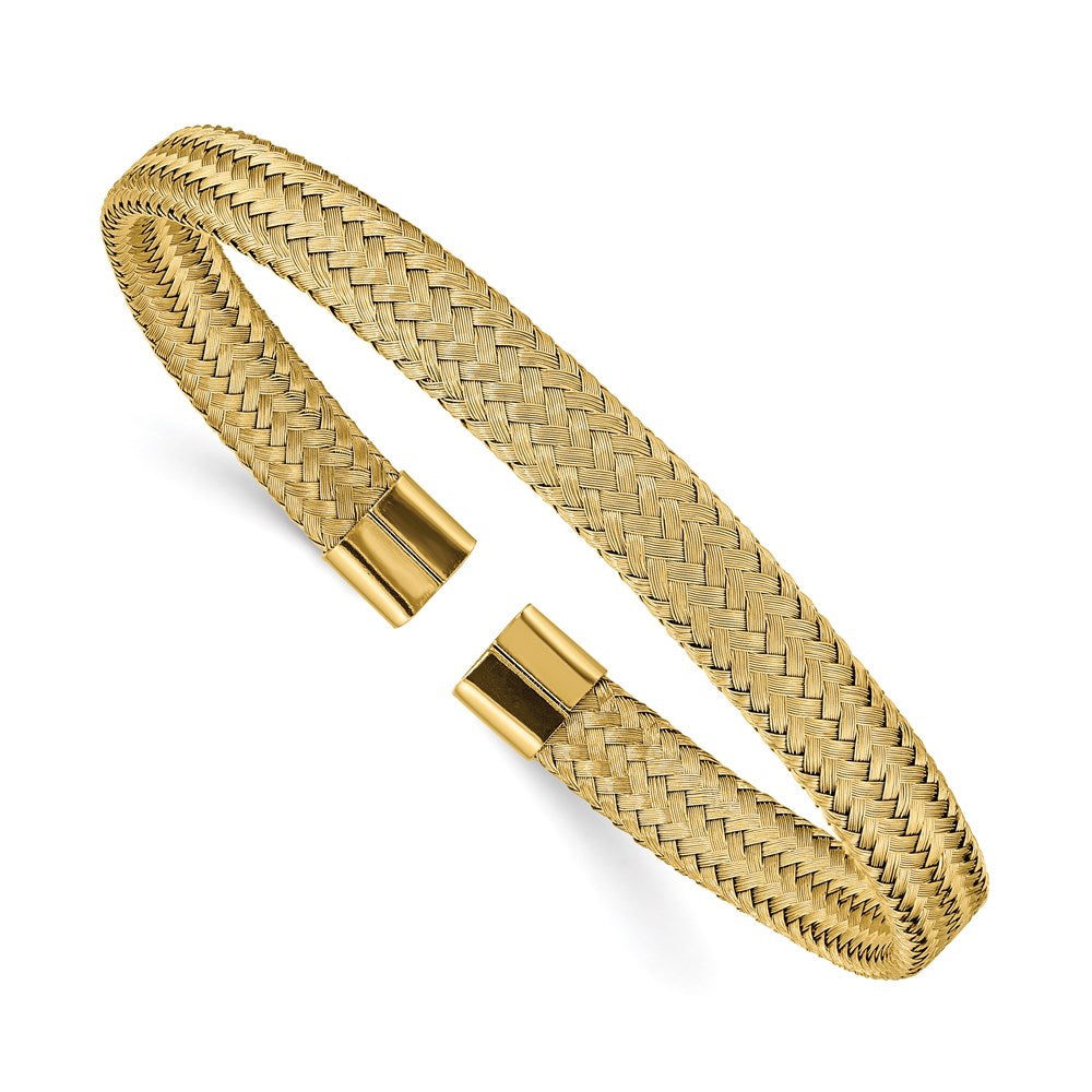 Chisel Brand Jewelry, Stainless Steel Polished Yellow IP-plated 6.00mm Mesh Wire Cuff Bangle