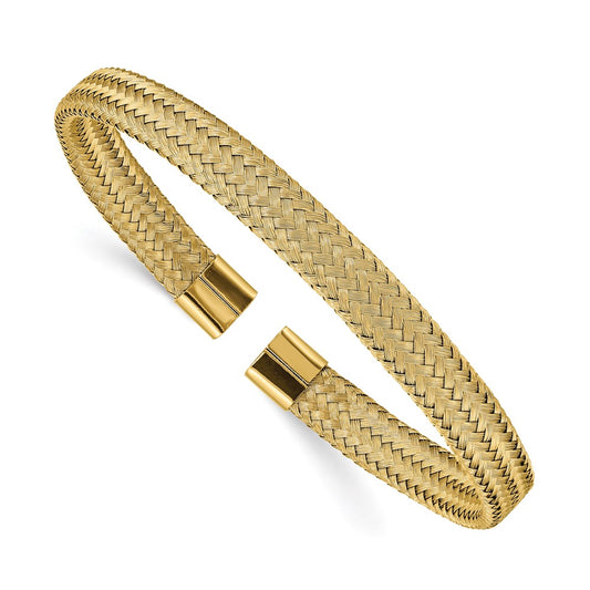 Chisel Brand Jewelry, Stainless Steel Polished Yellow IP-plated 6.00mm Mesh Wire Cuff Bangle