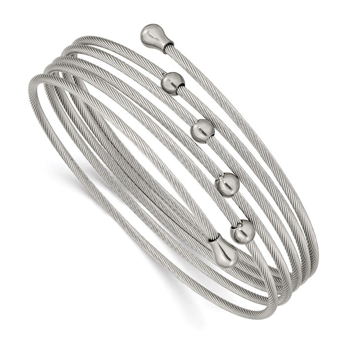 Chisel Brand Jewelry, Stainless Steel Polished Flexible Coil Bangle